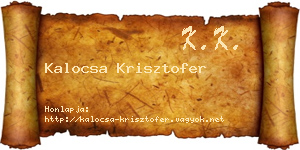 Kalocsa Krisztofer névjegykártya